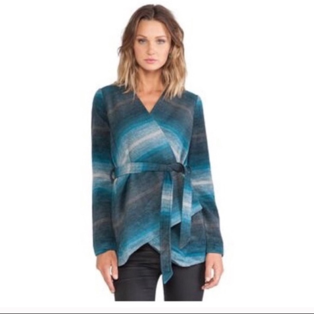 JACK by BB Dakota Wrap Jacket, Black/Turquoise, L